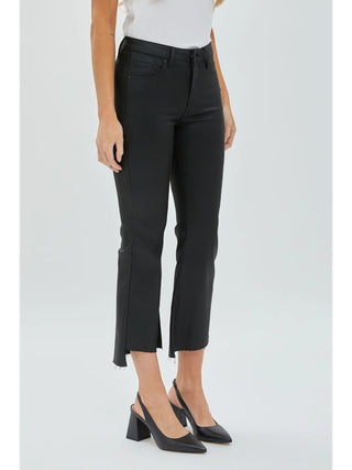 Happi Black Coated Step Hem Cropped Flare Jean