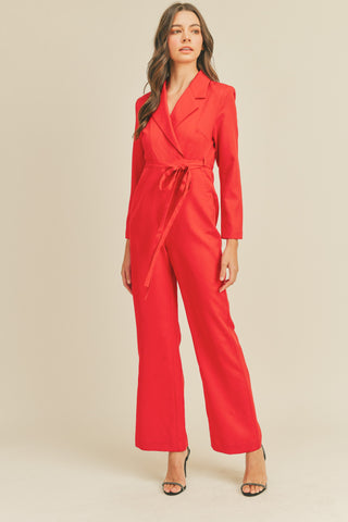 Red Drop Gorgeous Wrap Front Jumpsuit