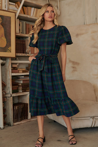 Plaid Girls Club Midi Dress