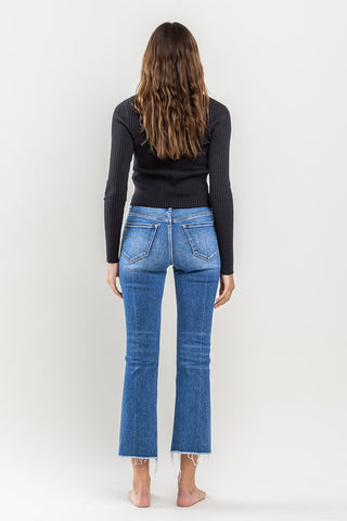 Encouragingly-High Rise Raw Step Hem Kick Flare Jeans