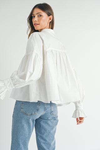 Pining For Poplin Button Down Top