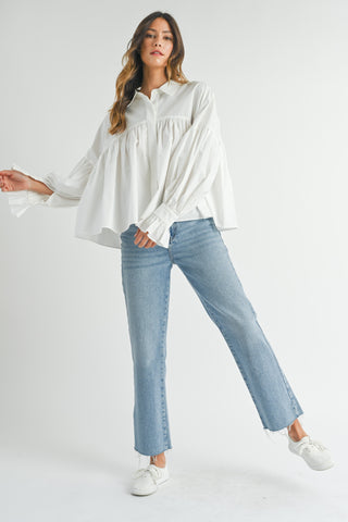 Pining For Poplin Button Down Top