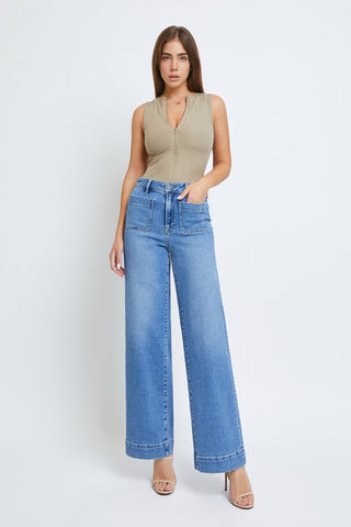 Nori Front Pocket Wide Leg Jeans