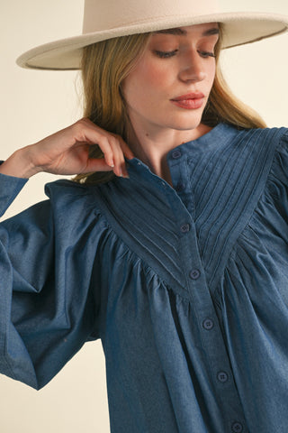 Jean-ius Vibes Button Down Denim Top