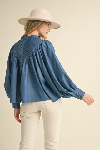 Jean-ius Vibes Button Down Denim Top