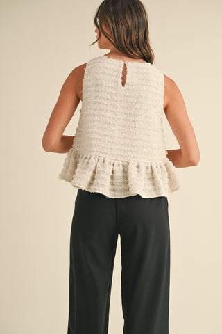 Thread Lightly Frayed Textured Babydoll Top