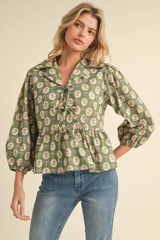 Spring Fling Floral Bow Top