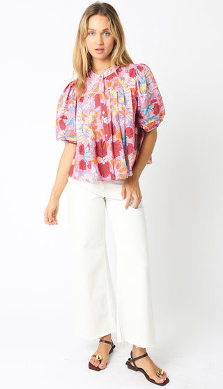 Bright Botanicals Button Up Top