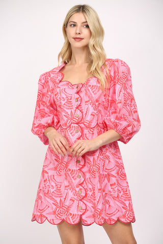 Prints Charming Scallop Edge Printed Dress