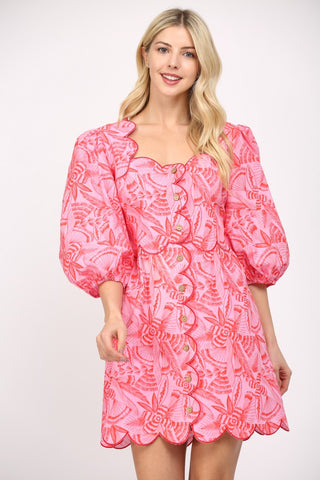 Prints Charming Scallop Edge Printed Dress