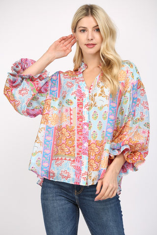 Patch Me If You Can Patchwork Floral Print Top