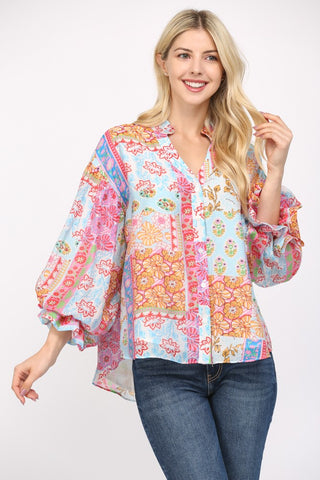 Patch Me If You Can Patchwork Floral Print Top