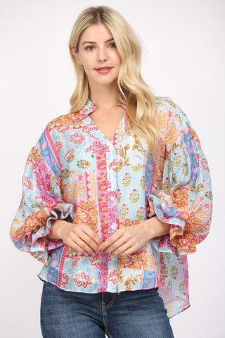 Patch Me If You Can Patchwork Floral Print Top