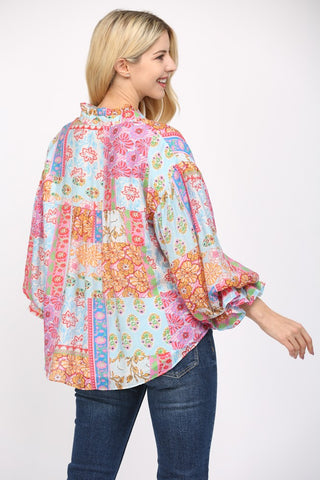 Patch Me If You Can Patchwork Floral Print Top