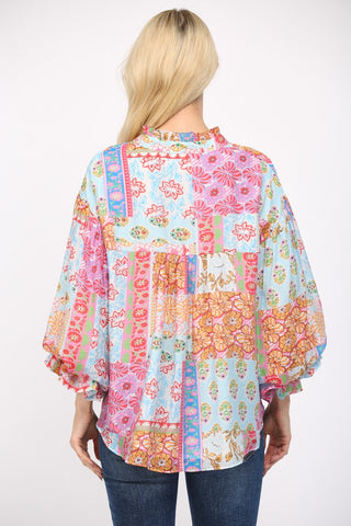 Patch Me If You Can Patchwork Floral Print Top