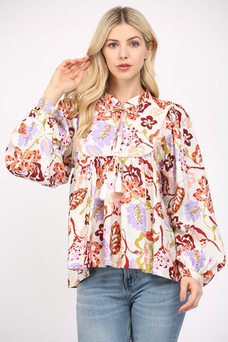 Whimsy Wildflowers Floral Tassel Tie Top