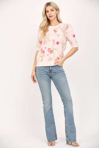 Florally Yours Short Sleeve Sweater