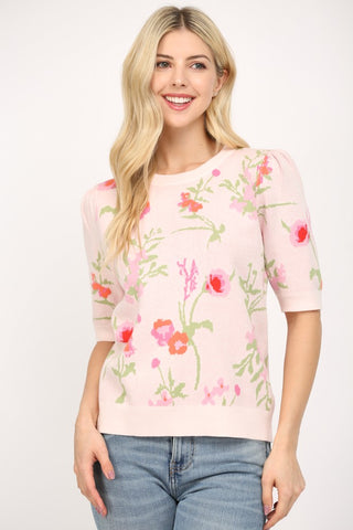 Florally Yours Short Sleeve Sweater