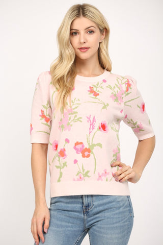 Florally Yours Short Sleeve Sweater