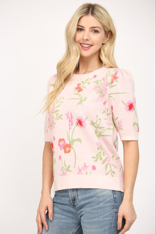 Florally Yours Short Sleeve Sweater