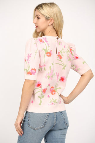 Florally Yours Short Sleeve Sweater