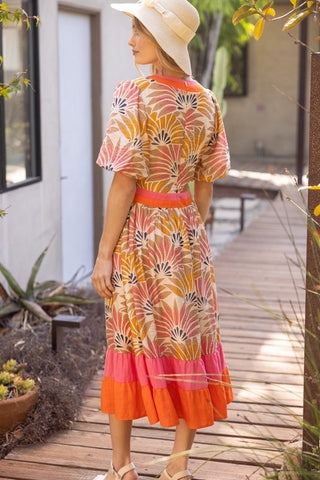 Sunset Petals Midi Dress