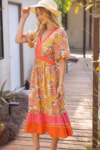 Sunset Petals Midi Dress