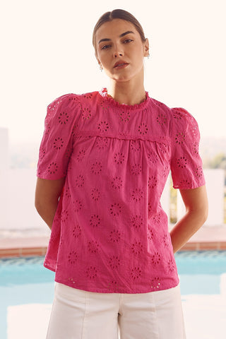 Power Of Pink Eyelet Top