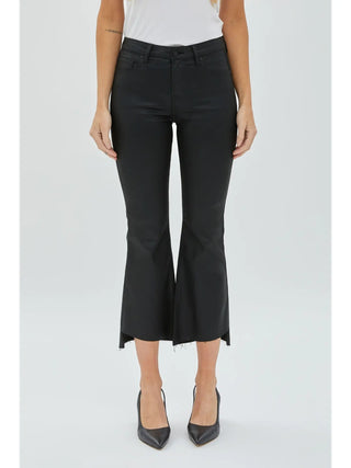 Happi Black Coated Step Hem Cropped Flare Jean