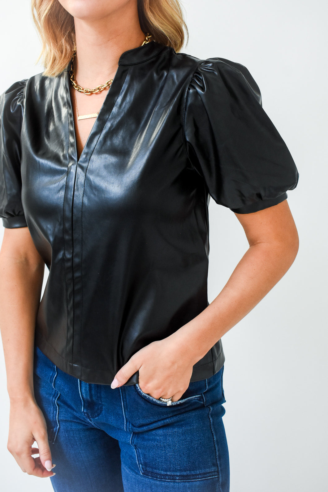 Fierce Energy Faux Leather Top