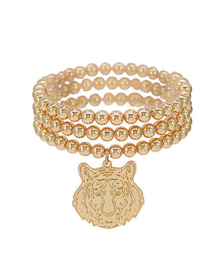 3 Row CCB Tiger Charm Bracelet