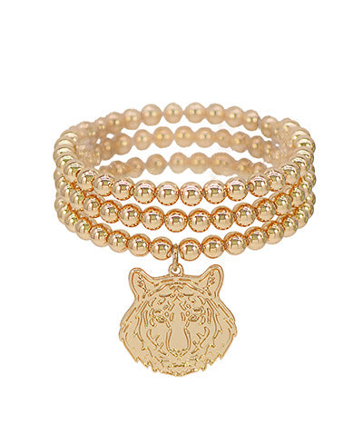 3 Row CCB Tiger Charm Bracelet