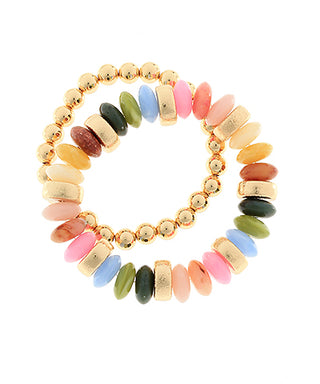 2 Row Color Rondelle Beads Bracelet