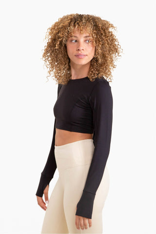 Cropped Long Sleeve Top With Tie-Back