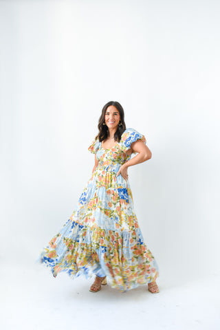 Puff And Petal Tiered Maxi Dress