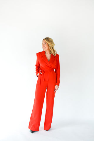 Red Drop Gorgeous Wrap Front Jumpsuit