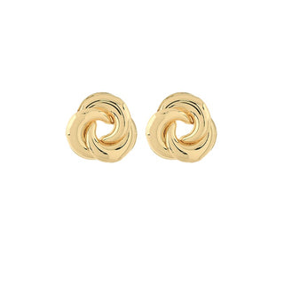 Puffy Hollow Knot Brass Earrings