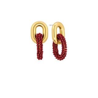 Seedbead And Metal Oval Linked Earrings