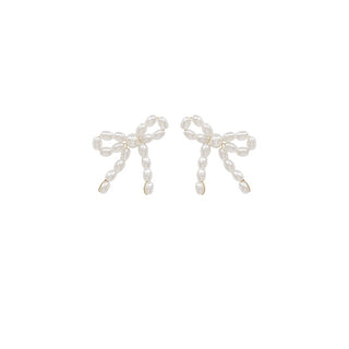 Rice Pearl Bow Earrings