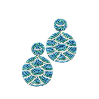 Wave Pattern Bead Disk Earrings