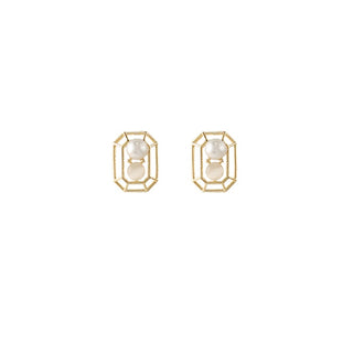 Pearl & Layered Octagon Shape Earrings