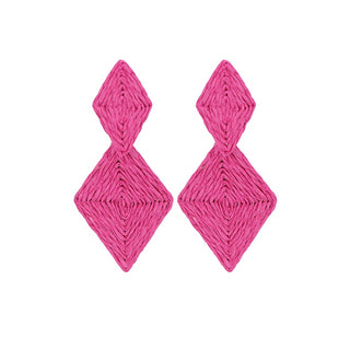 Linked Diamond Shape Raffia Earrings