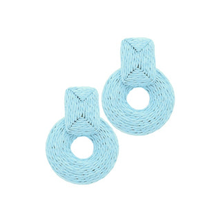 Wrapped Raffia Circle Dangle Earrings