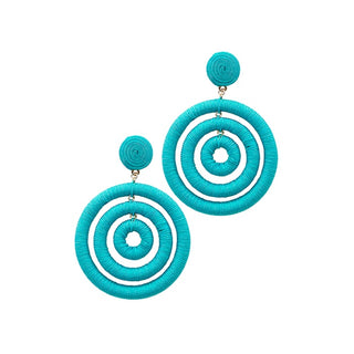 Wrapped Cord 3 Circle Dangle Earrings