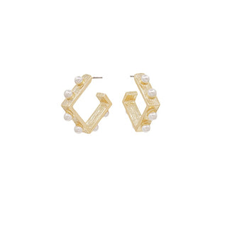 Stationed Bead Ball Open Square Hoops