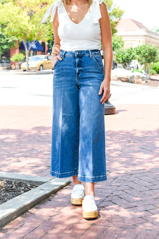 Nori Clean Cropped Wide Leg Jeans