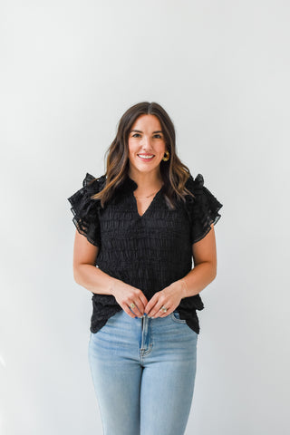 The Way Black Ruffle Top