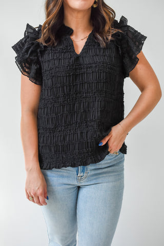 The Way Black Ruffle Top