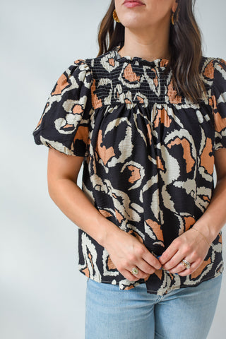 Abstractly Yours Smocked Top