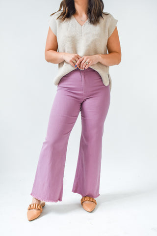 Frayed Hem Wide Leg Pants